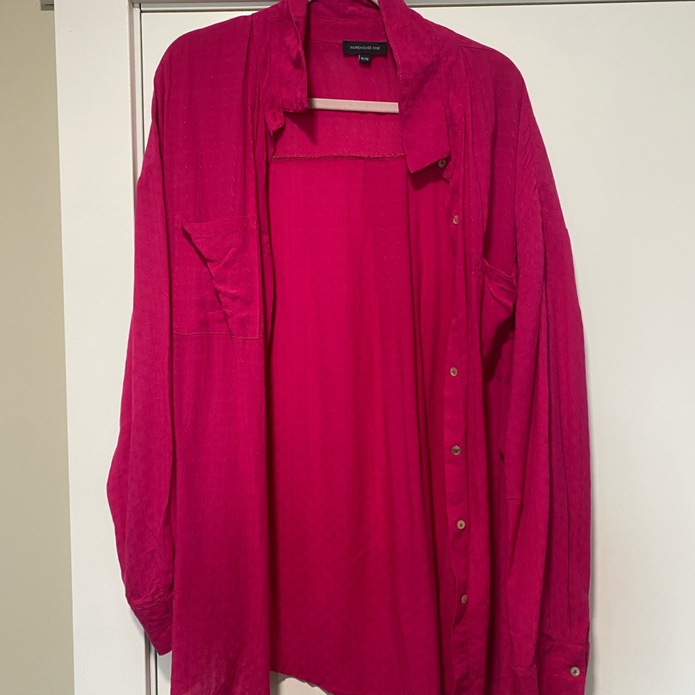 Warehouse One Fuchsia Button-Up Blouse